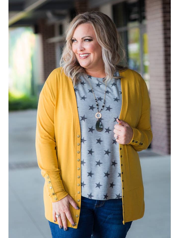 Vivette Apparel – wholesale Cardigan – Women’s – Snap Cardigan - Goldenrod/Mustard