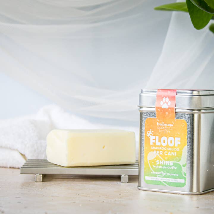 Shampoo per cani a pelo lungo, FLOOF Shine per la vendita all'ingrosso da parte di Vallescura Handmade