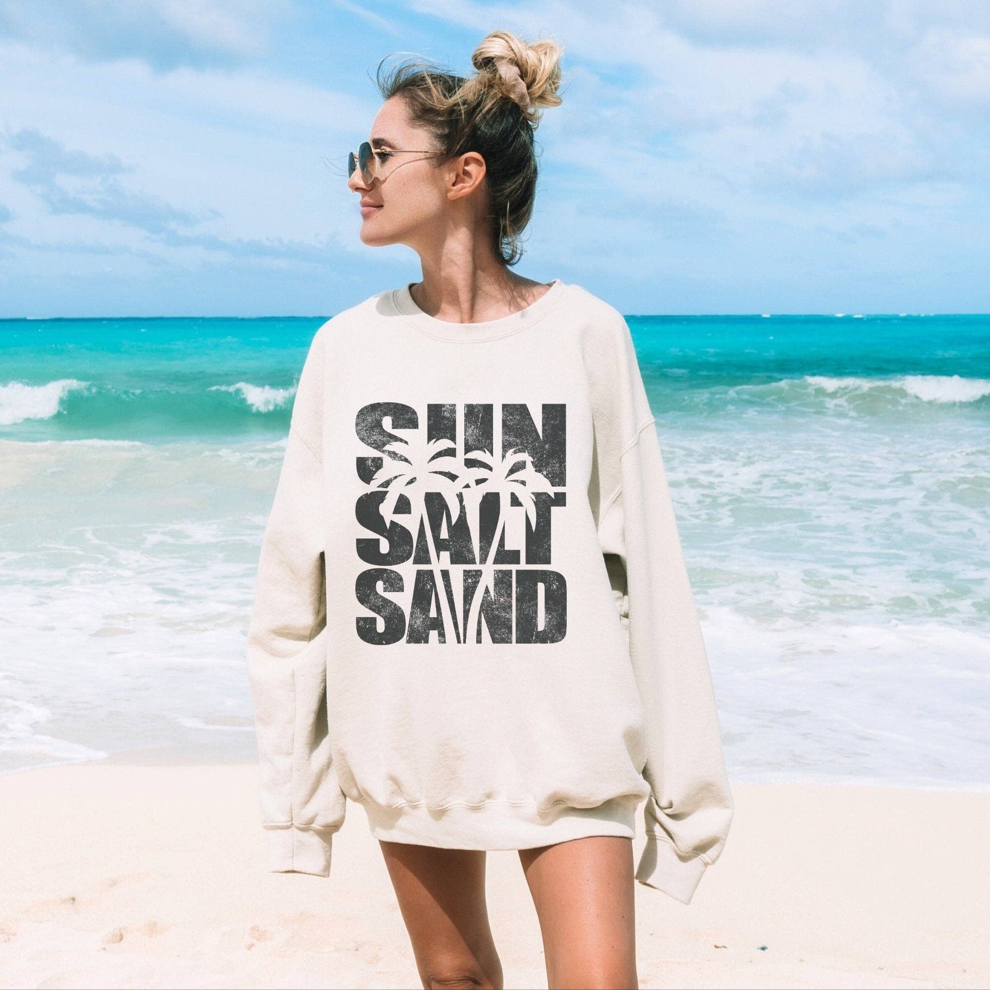 Trendznmore - Modern Graphic Apparel - Wholesale Graphic Sweatshirt - Women's - Sun Salt Sand Beach Crewneck Sweatshirt1