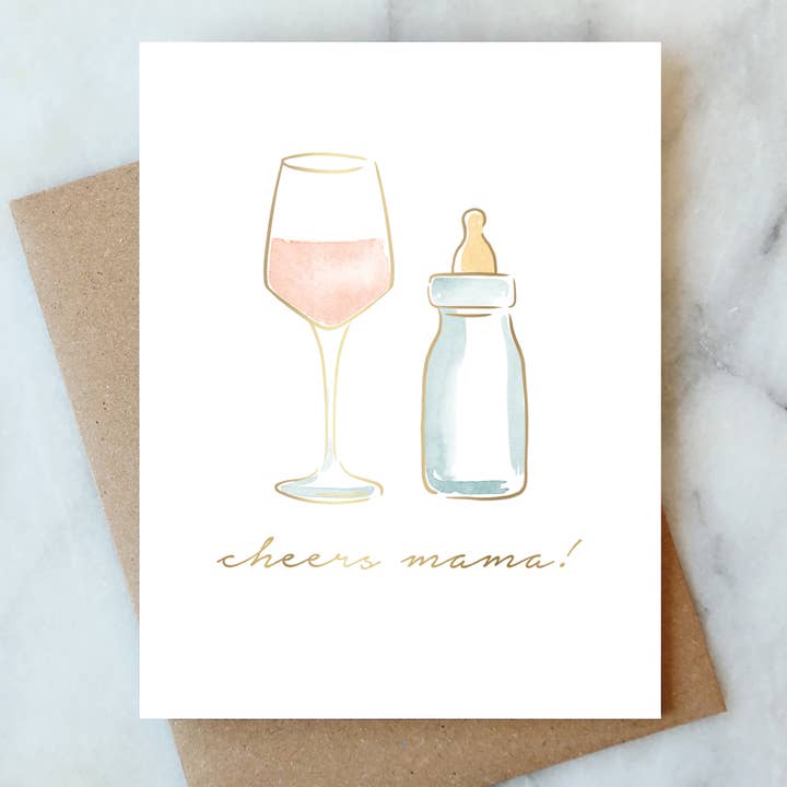 Skål Mama Hilsen Kort | Ny Mor Baby Kort for engroshandel hos Abigail Jayne Design