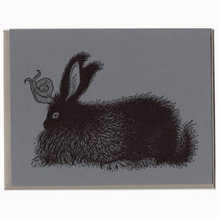 Black Angora Bunnylope Letterpress Card for wholesale by Dandy Lion Press