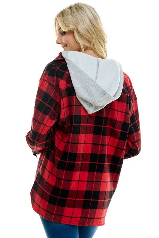 Women's oversized Plaid Shirt with Hoodies for wholesale on Faire4