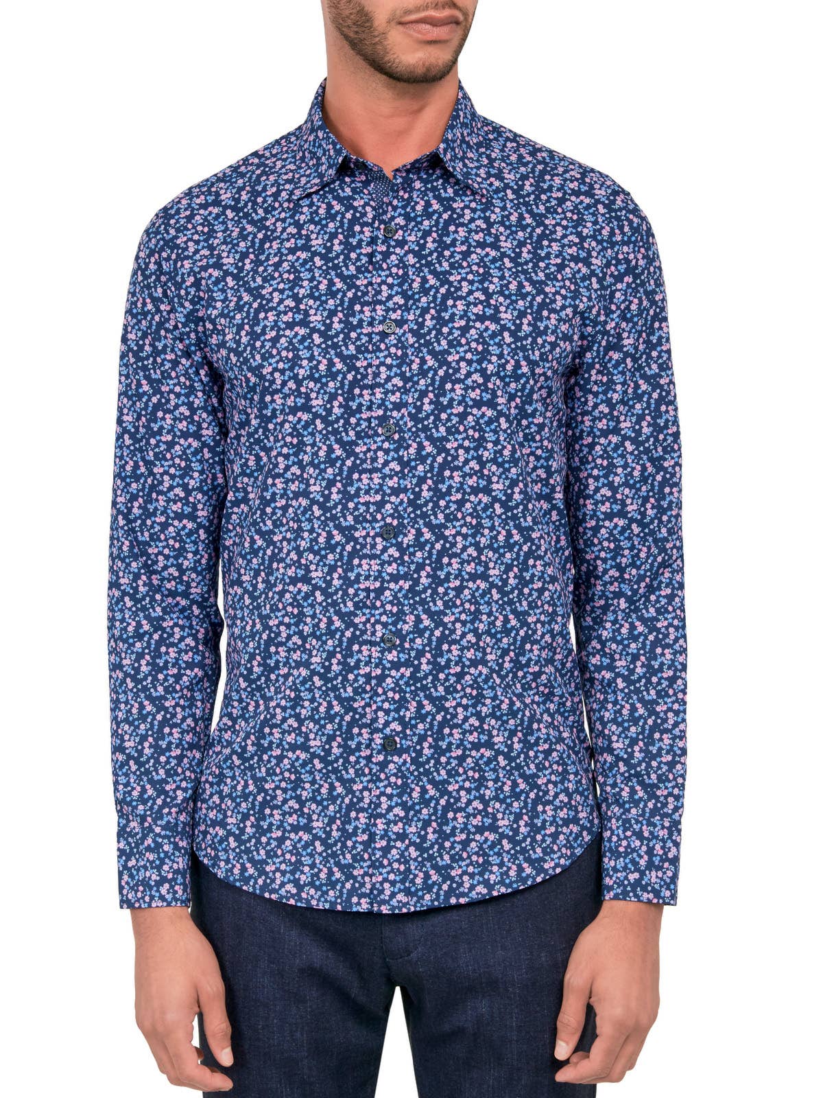 CON.STRUCT - Wholesale Overhemd met knopen - Heren - 4-WAY STRETCHSHIRT MET LANGE MOUWEN EN BLOEMENPRINT3