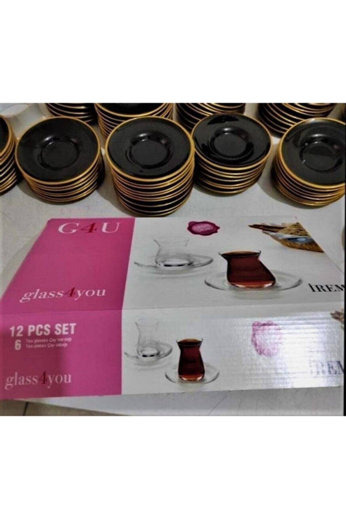 benjashop - Wholesale Tea Set - Paşabahçe 12 Pieces Luxury Irem Tea Set Turkish Tea Set3