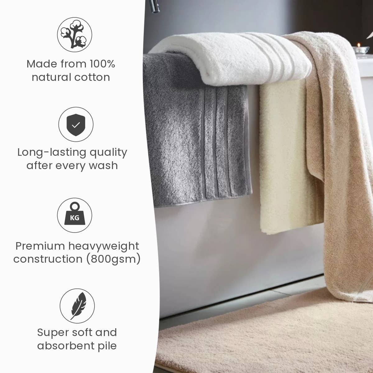 Allure Bath Fashions - Wholesale Bath Towel - Hotel Luxury Heavyweight Bath Towels 800GSM - 100% Cotton3