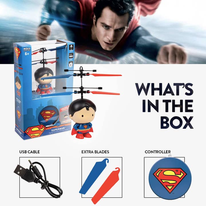World Tech Toys - Wholesale Toy Plane - Kids - DC Superman 3.5 Inch Flying Character UFO Helicopter