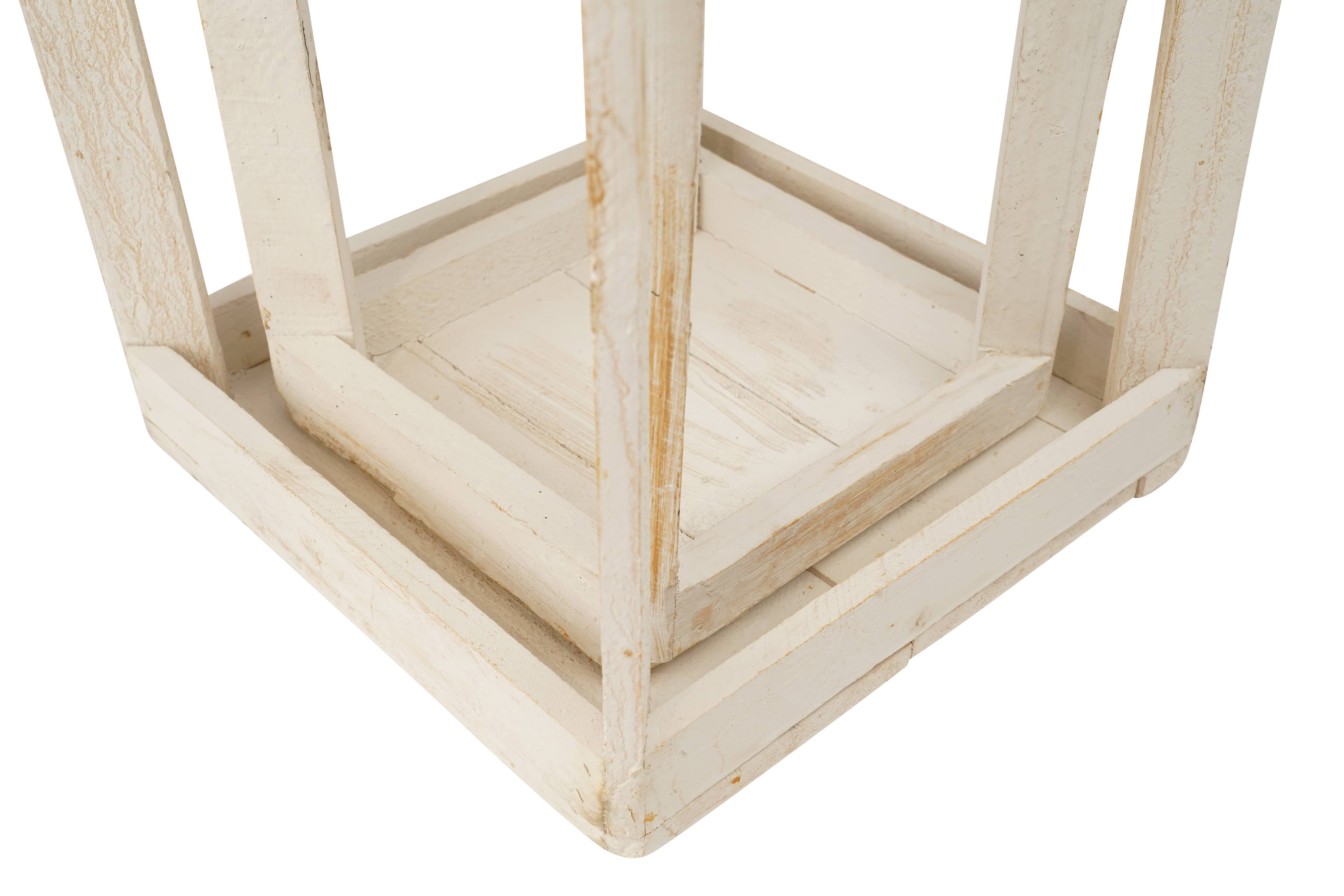 My Amigos Imports - Vente Lanternes - Lanterne en bois Canopy Farmhouse - Décoration d'intérieur - Blanc shabby - Petit1