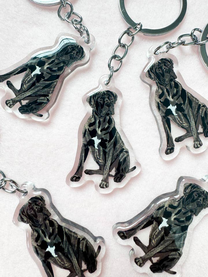 Cane Corso (brindle, natural ears), Italian Mastiff Keychain for wholesale by Our Cheery Corner