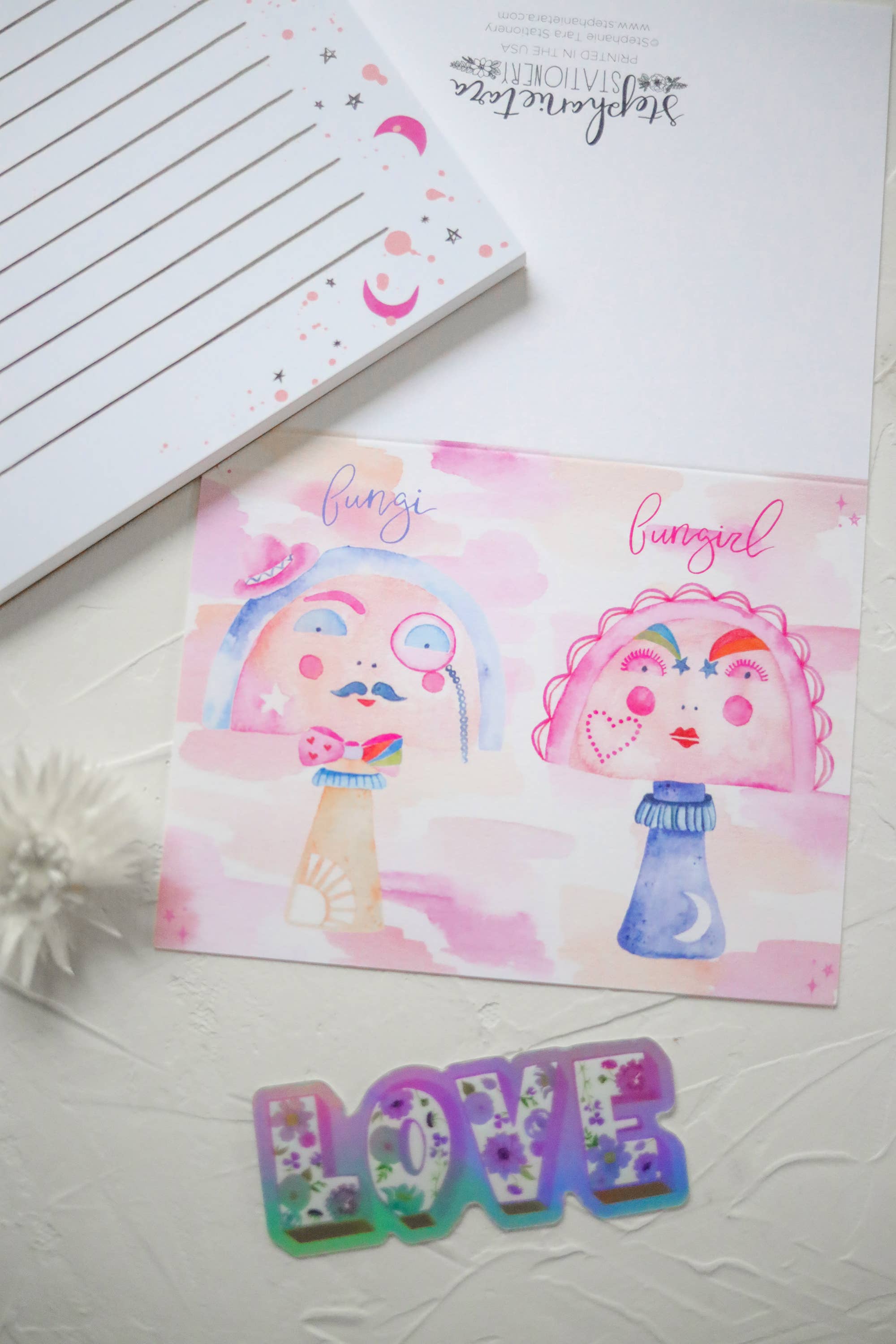 Stephanie Tara Stationery - Wholesale Sticker - Holographic Retro Floral Love Sticker1