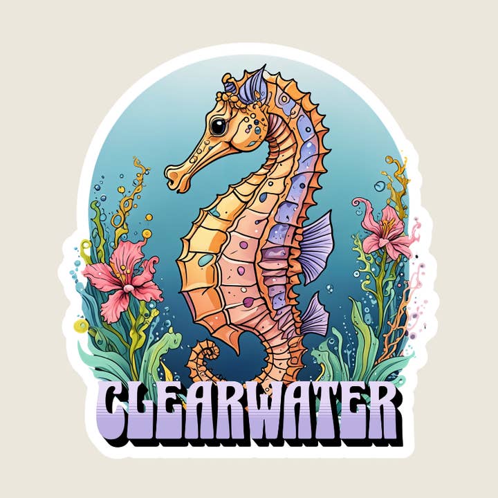 Colorful Seahorse Custom Souvenir Sticker (B1082) for wholesale by Shoreline Summit