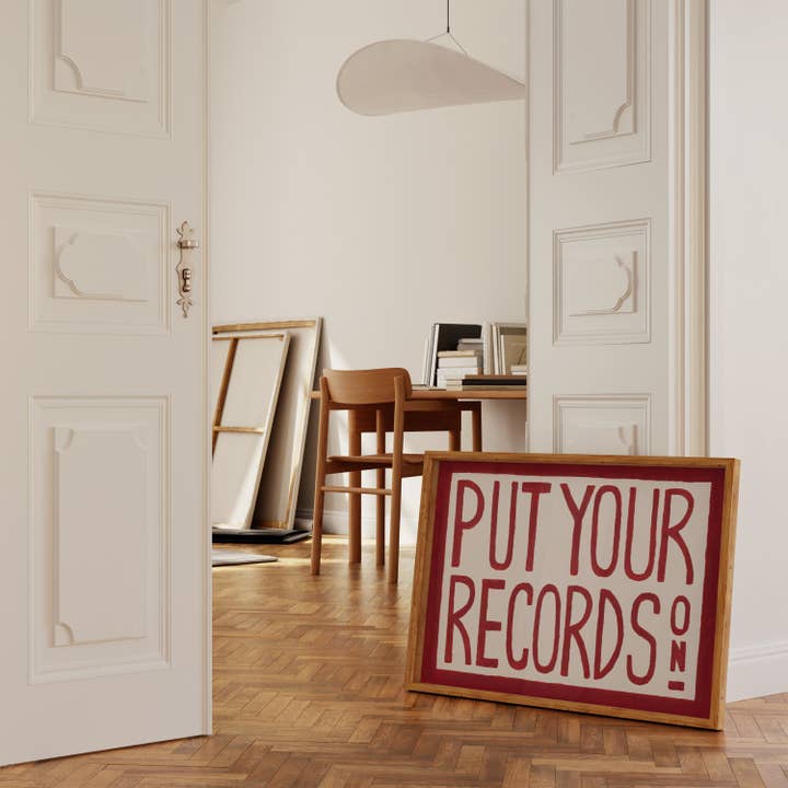 Lune Club - Wholesale Art Print - Put Your Records On Retro Hand Painted Print
