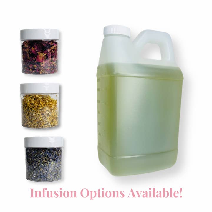 Huile hydratante pour le corps en vrac (pétales pour option infusée) pour la vente par Royal Glow Collection