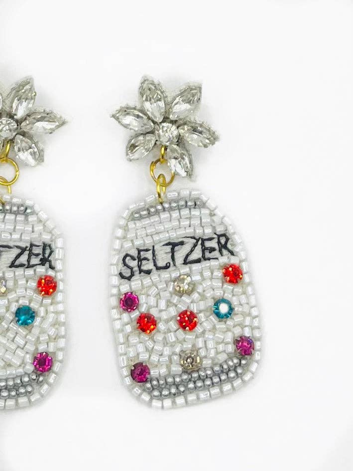 Seltzer Can Beaded Statement Earrings Alcohol Summer for wholesale by The Pearled Panther