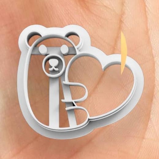 Teddybjørn Kram Hjerte Valentins Polymer ler Skærer for engroshandel hos Roussell Prints and Demand LLC