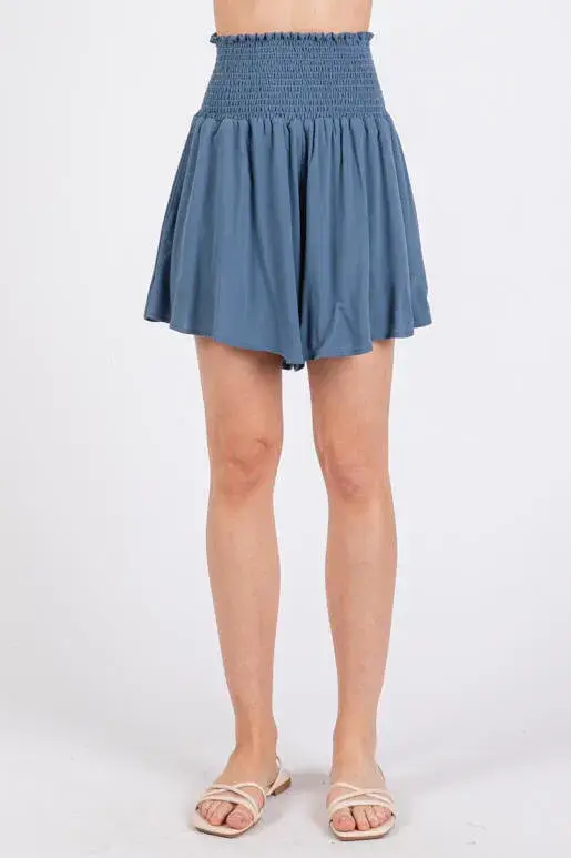 Final Touch - Wholesale Shorts - Women's - Waist Smocked Wide Shorts - NP7035311