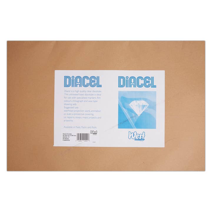 Diacel Film Acetate Sheets, Clear, A2, 250 Microns 25 Sheets for wholesale by West Design Products