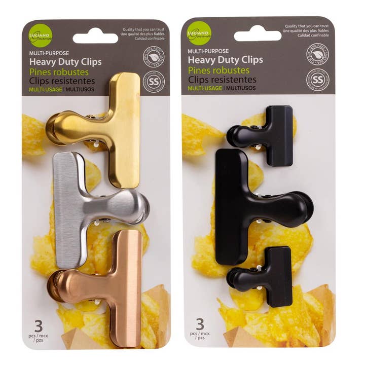 Luciano Gourmet 3-pc Heavy Duty Clips – Assorted 2 Styles for wholesale by Luciano Gourmet