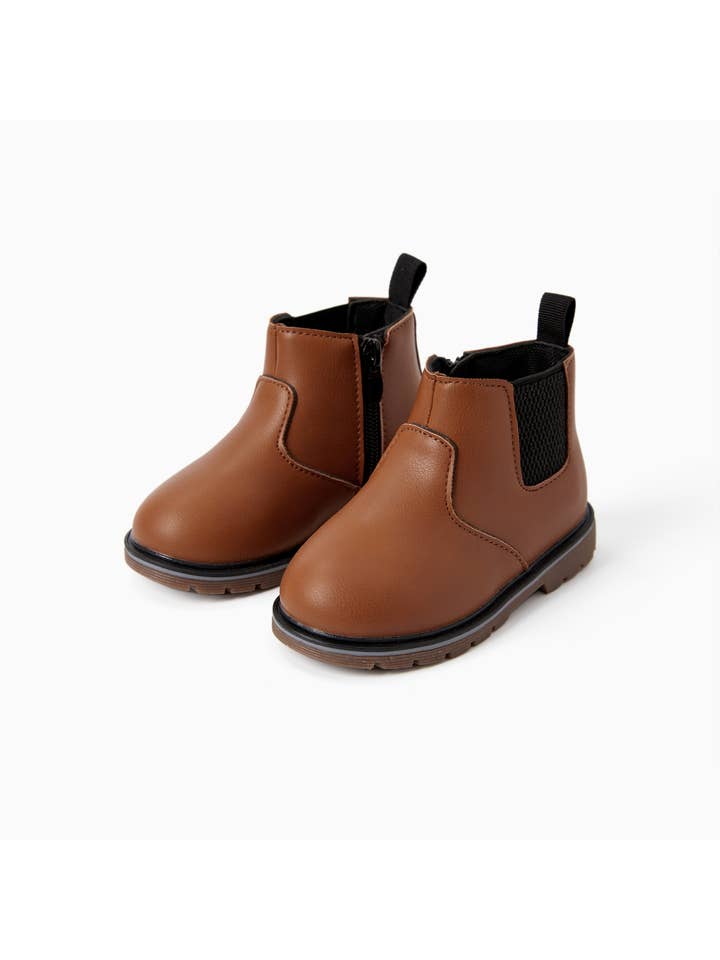 PatPat – Botas - Crianças por atacado – Botas de criança em couro PU Spandex com Fecho - Cor Sólida10