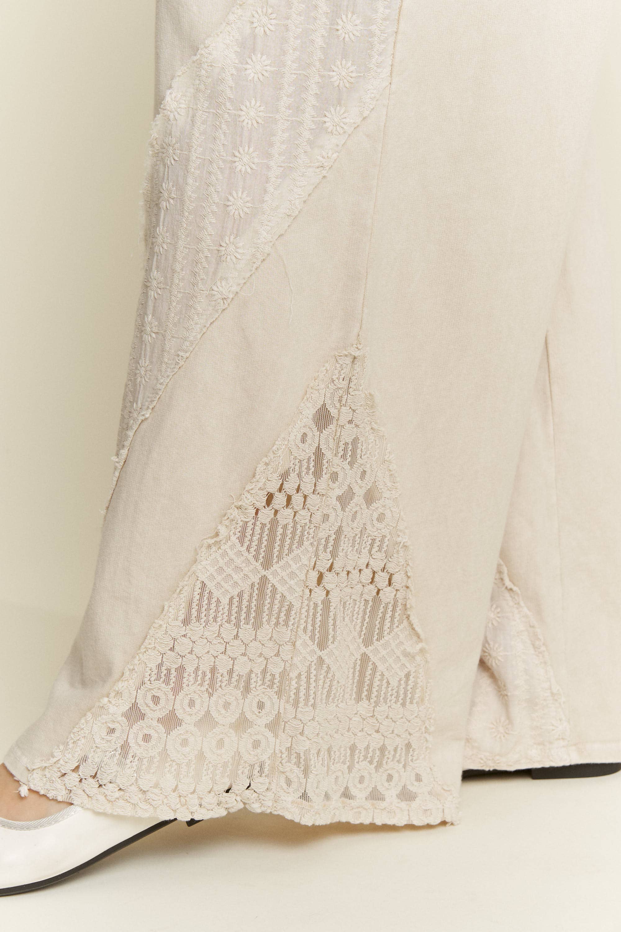 Natural Mineral Washed Eyelet Lace Detailed Pants HP6412 for wholesale on Faire