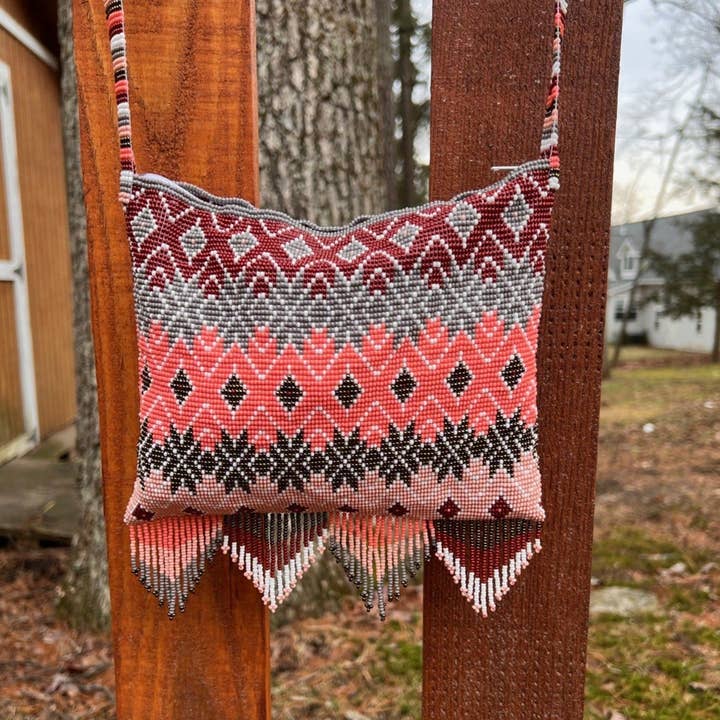 Coral Illusion - Cute Beaded Purse in Pink, Green & White for wholesale by Mother Sierra