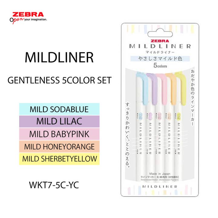 Hakubundo - Wholesale Highlighter - 【JAPANESE STATIONERY】ZEBRA MILD LINER HIGHLIGHTER 5COLOR SET2