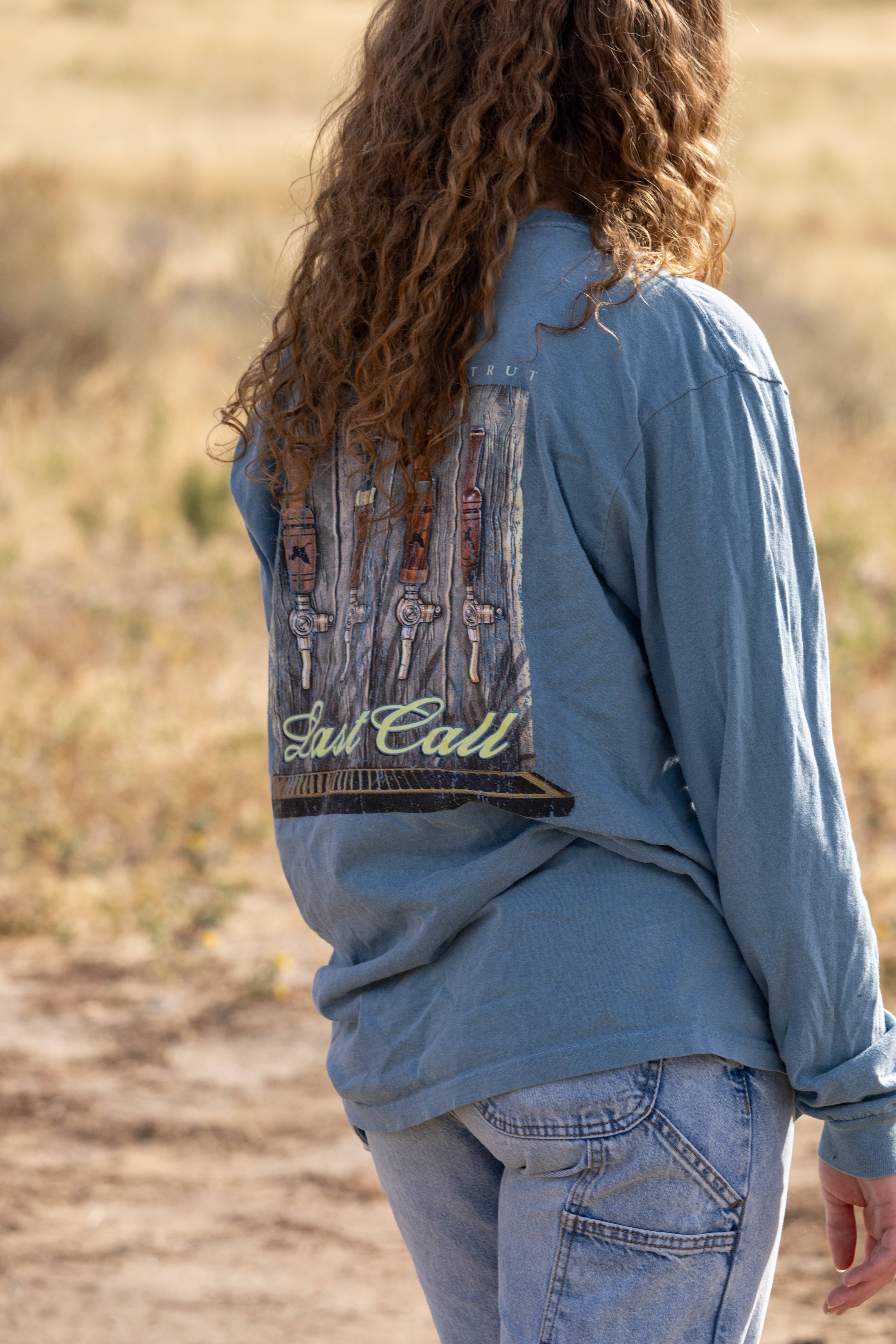 Last Call Ice Blue Long Sleeve T-Shirt for wholesale on Faire1