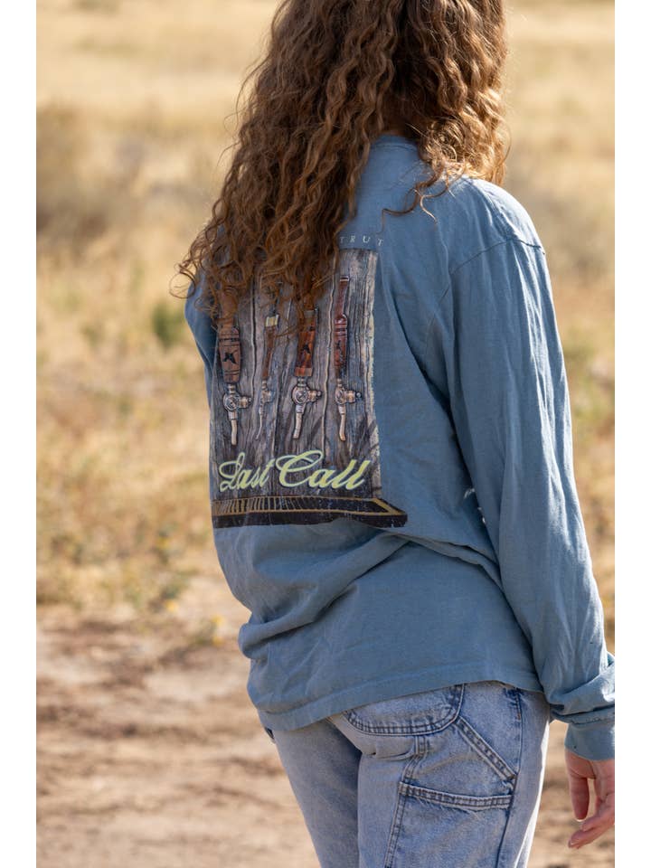 Last Call Ice Blue Long Sleeve T-Shirt for wholesale on Faire1
