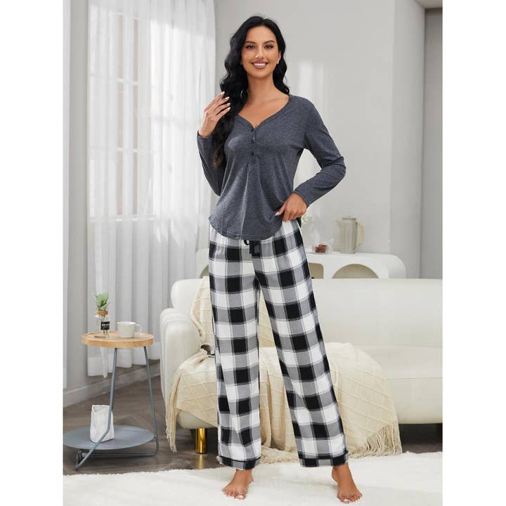 Black Elara Pajamas Women Autumn Winter Simple Casual Outdoor for wholesale on Faire2