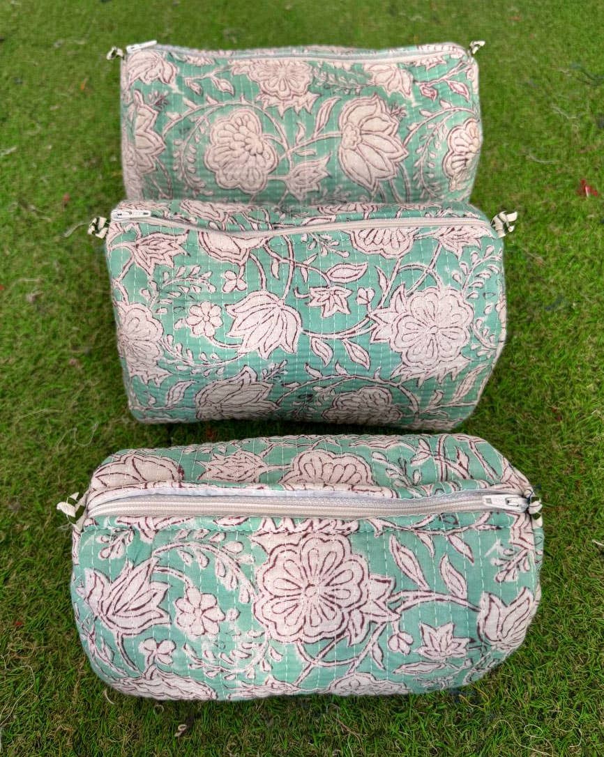 GYPSY STUDIO - Wholesale Makeup/Cosmetic Bag - Stylish Cosmetic Bag Zipper Pouch Block Printed Toiletry Bag2