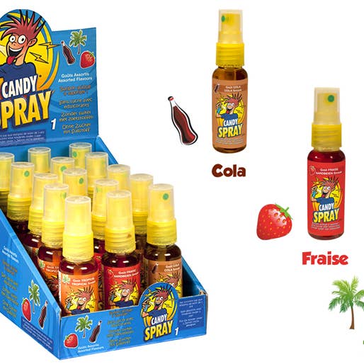 CANDY SPRAY 1 - Cola, Strawberry, Tropical for wholesale by 123bonbon