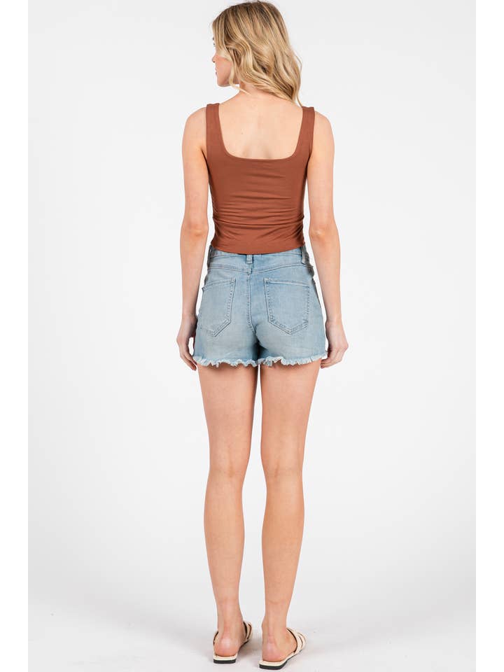 Final Touch - Wholesale Knit Top - Women's - Square Neck Fitted Crop Top - T1685965