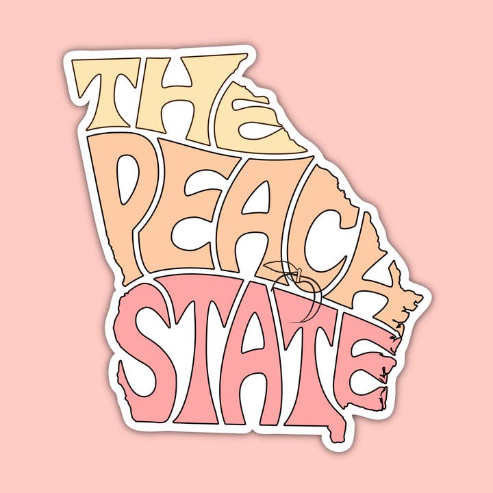 Georgia Nickname Sticker - The Peach State (Peach) for wholesale by The State Stickers