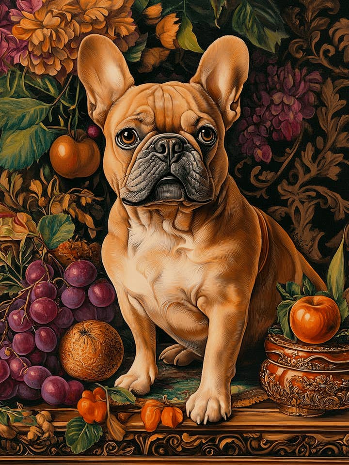 Bouledogue Français Fauve - Impressions Murales de Nature Morte pour Chiens de Compagnie – Œuvre 8″x10″ pour Cadre 11″x14″ pour la vente par Mowbi