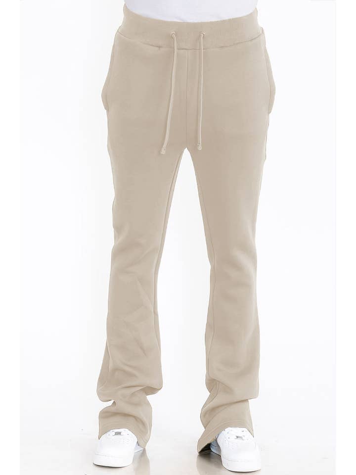 WEIV - Wholesale Athletic Sweatpants/Joggers - Men's - Mens Solid Fleece Flare Stacked PANTS5