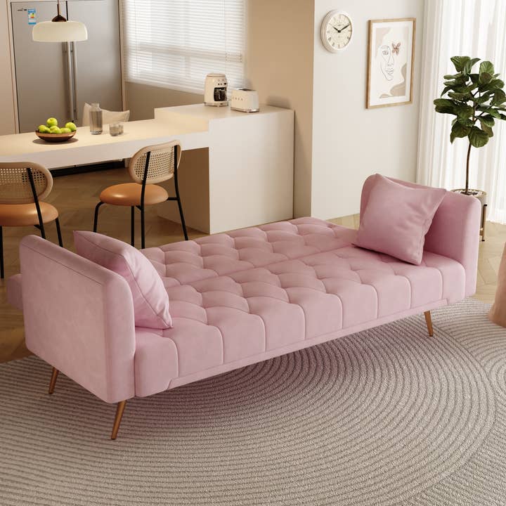 39F Inc. - Wholesale Sofa - 71 inch Convertible Love Seat Sofa Bed, Velvet, 6 colors8