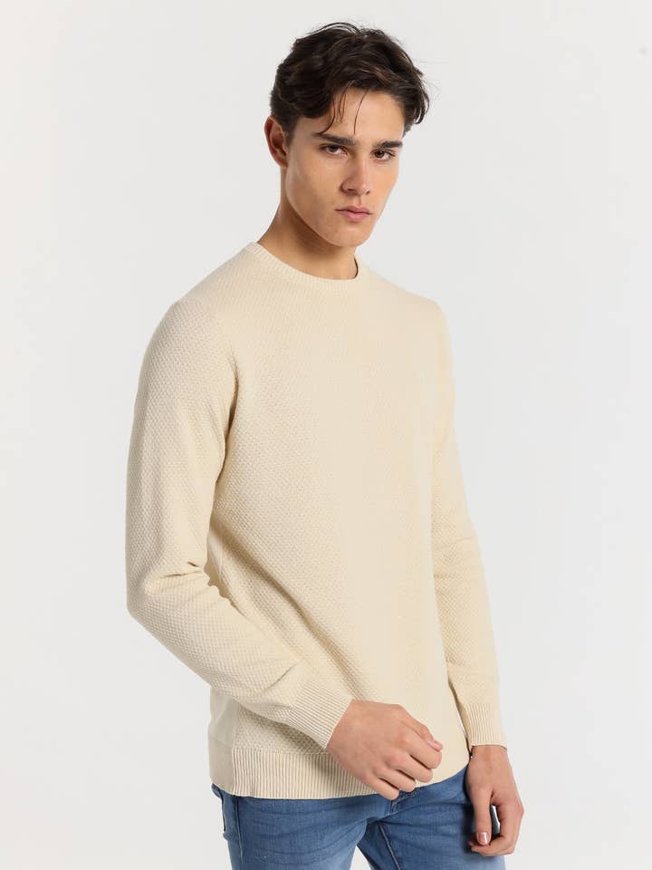 LOIS JEANS - Rundhalsad tröja med bubbelstickat tyg för wholesale av PAUSANT SHOP ONLINE