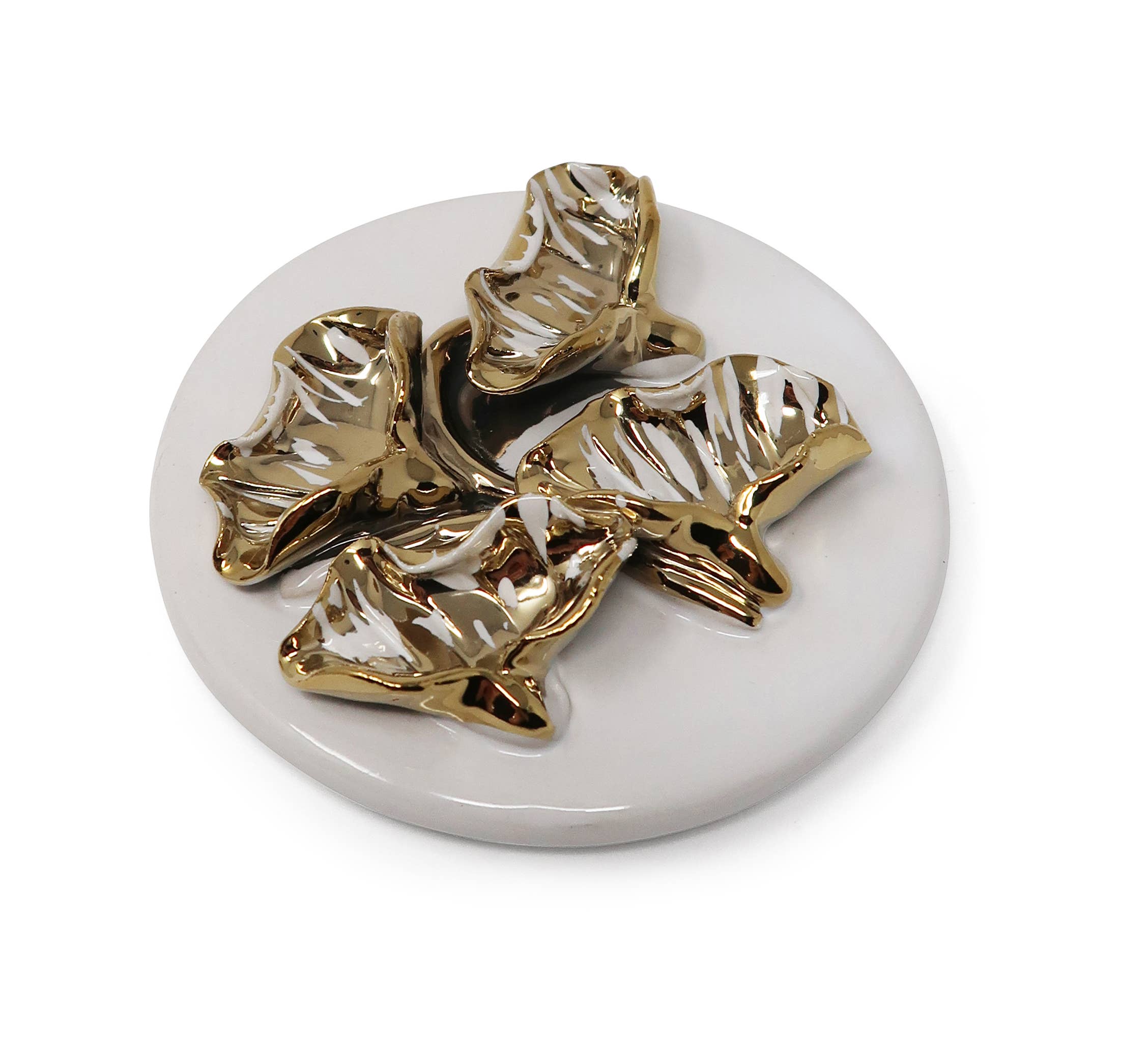 VIVIENCE – Engroshandel Pyntekrukke – Guld dekorativt lys med låg og blomsterdesign3