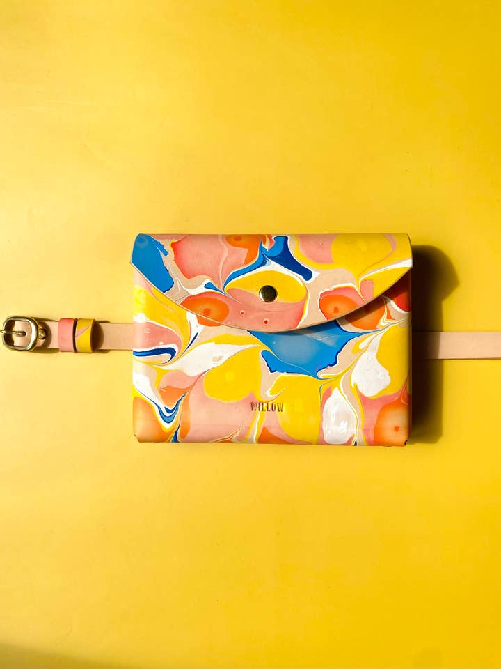 Handmade Leather Satchel Crossbody Bag - Marbled for wholesale by Willow