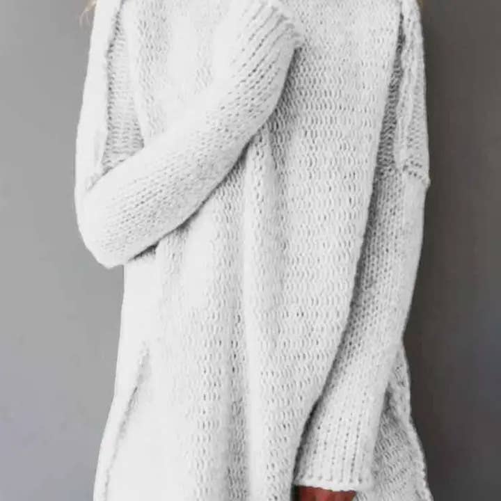 Katinki - Wholesale Knit Sweater - Women's - Chunky Knit High-Neck Sweater with Side Slits1