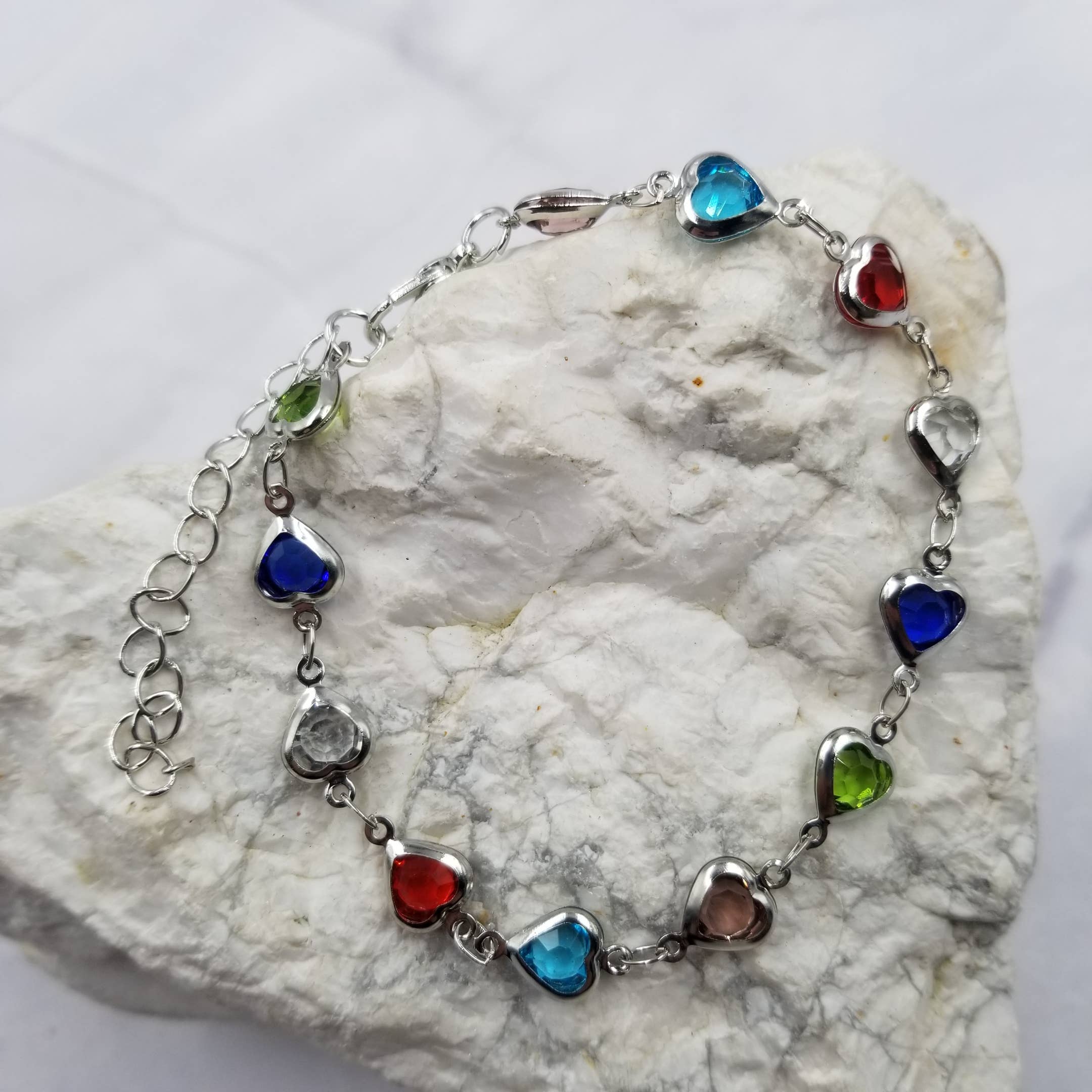 The Pretty Jewellery - Vendita all'ingrosso Braccialetto con ciondolo/pendente - Bracciale a catena a forma di cuore in cristallo - San Valentino1