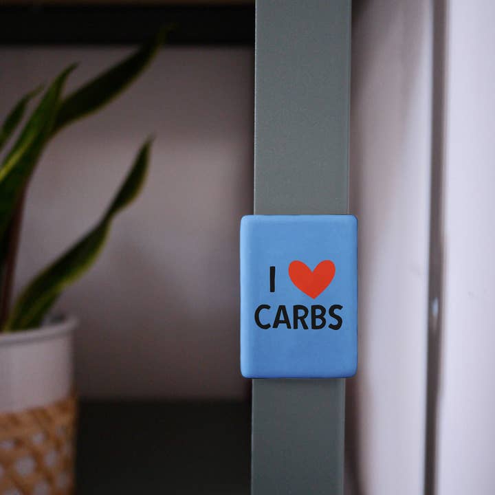 Blueberry I Love Carbs | Ceramic Magnet for wholesale on Faire2