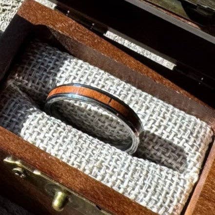 Stonington Designs/Hitch-Crafter - Wholesale Band/Stacked Ring - Whisper — 4mm Wood Inlay Tungsten Ring4