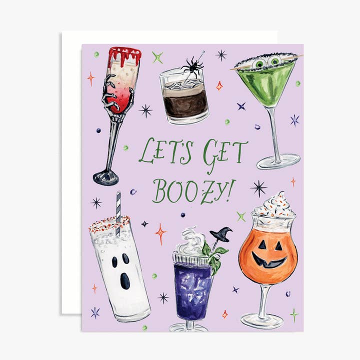 Lad os blive berusede Halloween-cocktail hilsen kort for engroshandel hos The Scribblist
