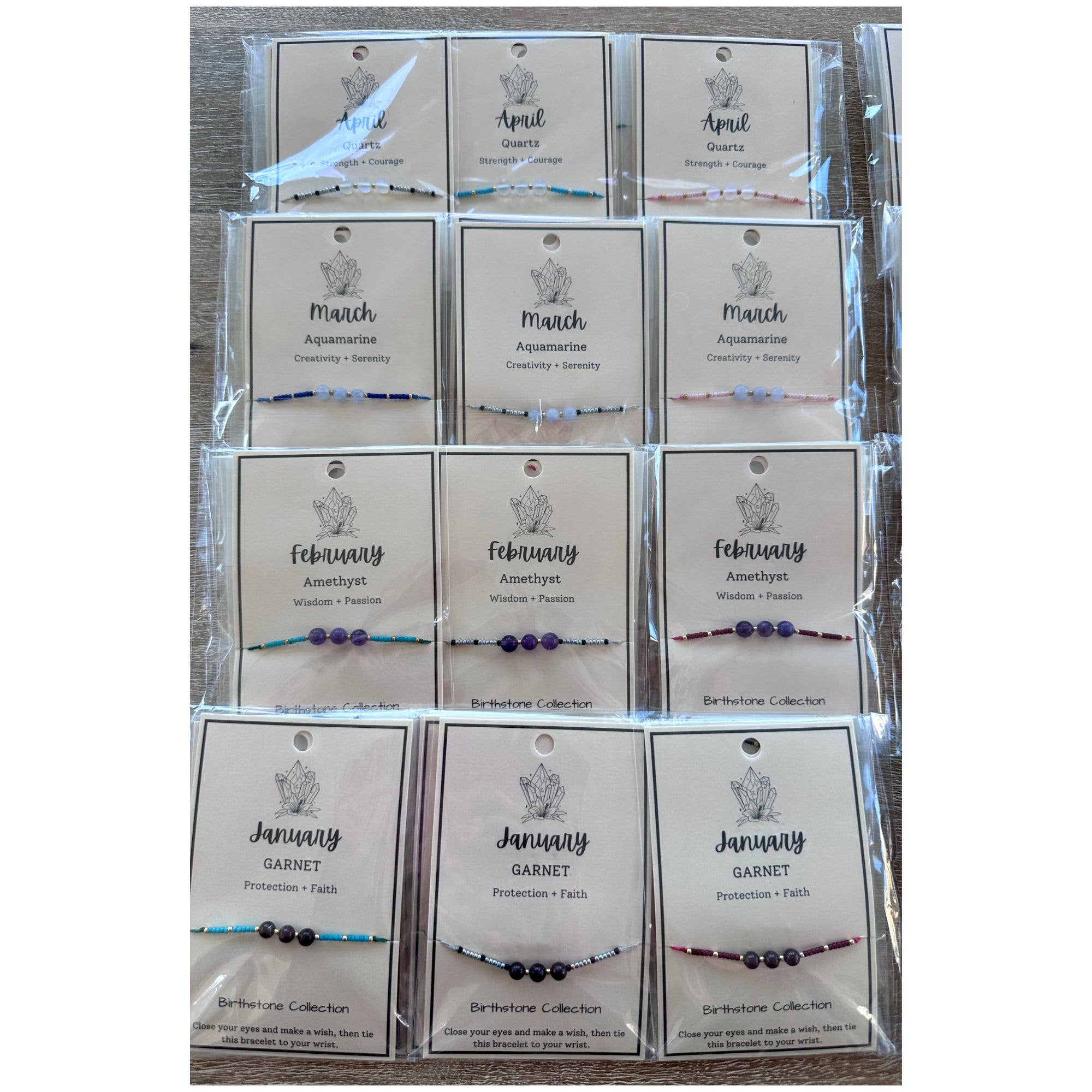 Picki Nicki - Vendita all'ingrosso Parure di gioielli - Braccialetto Birthstone, set di pietre preziose su carte8