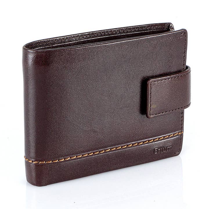Classic wallet with clasp and RFID Erium for Men Brown for wholesale by ERIUM - Bags and Accessories