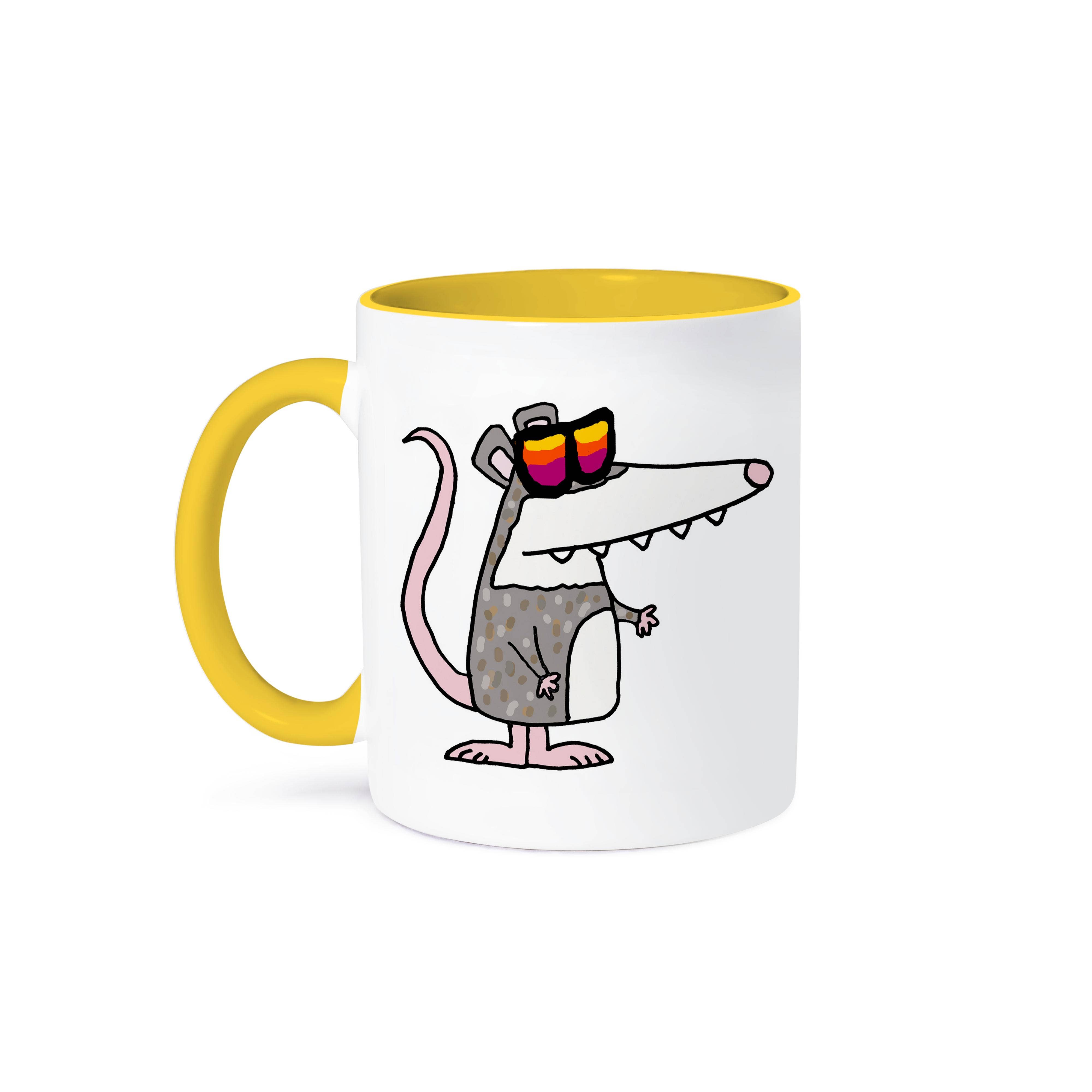 3dRose - Vente Tasse à café - 3dRose, Drôle et mignon opossum funky portant des lunettes de soleil dessin animé, Tasse0