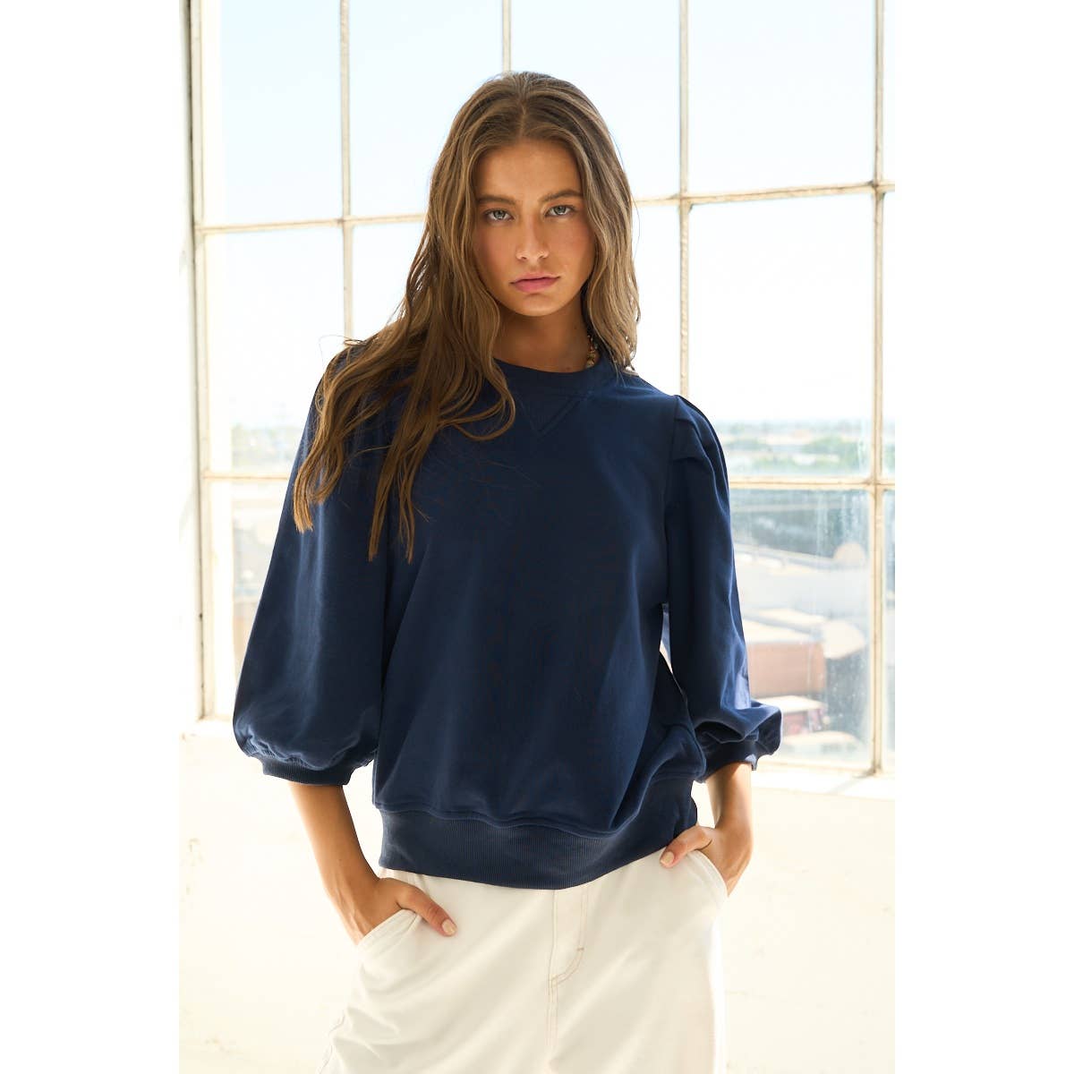 The GREii - Wholesale Sweatshirt - Women's - Premium French Terry Puff Sleeve Pullover7