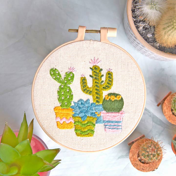 West Design Products - Wholesale Craft Sewing Kit - Simply Make Embroidery By Numbers Cacti Craft Stitch Kit5