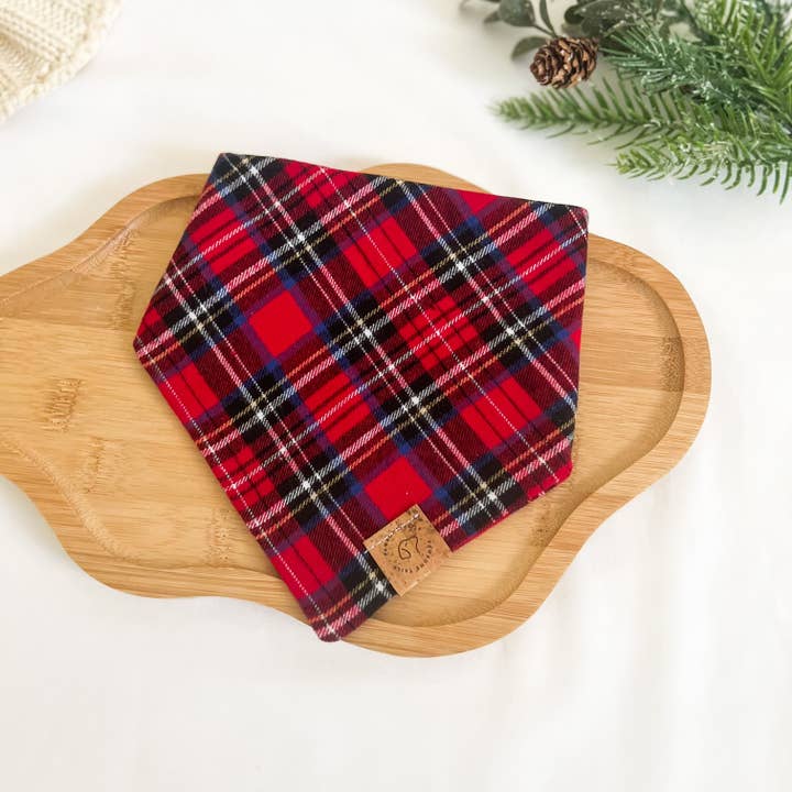 Christmas Magic Plaid Flannel Bandana for wholesale by Pawsome Tails