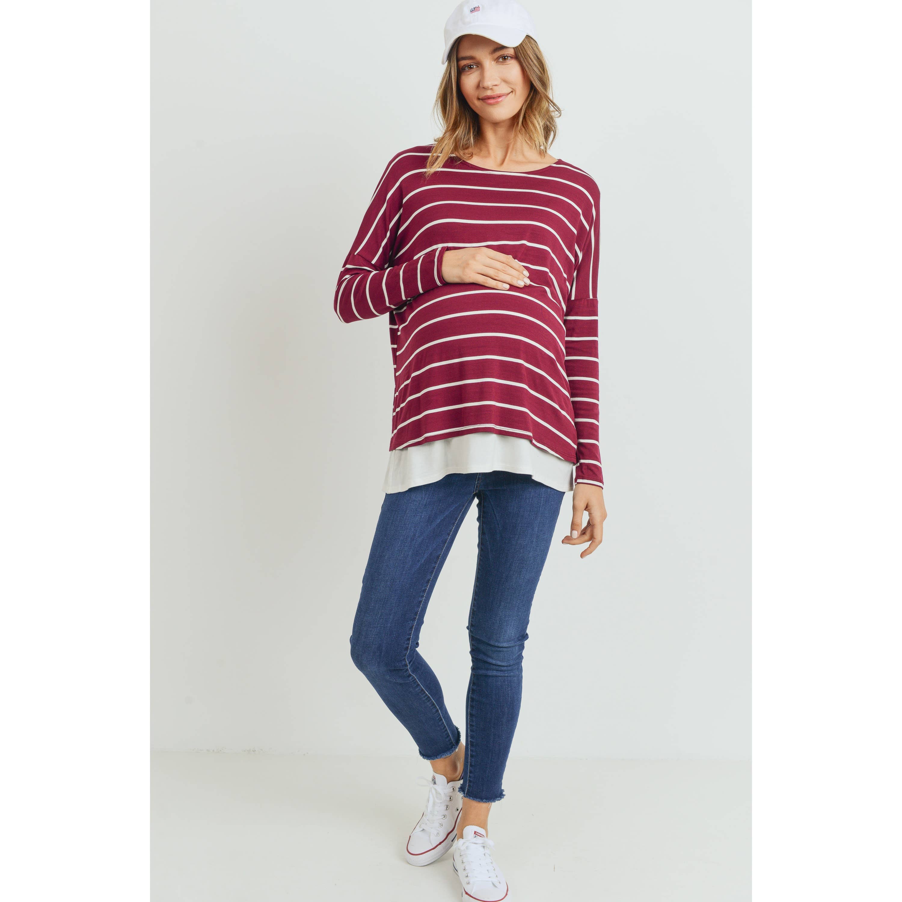 Hello Miz – Engroshandel Top til amning - Graviditet og barsel – Stripet dobbeltsidet graviditetstop til amning4